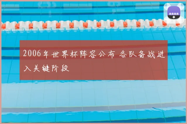 2006年世界杯阵容公布 各队备战进入关键阶段